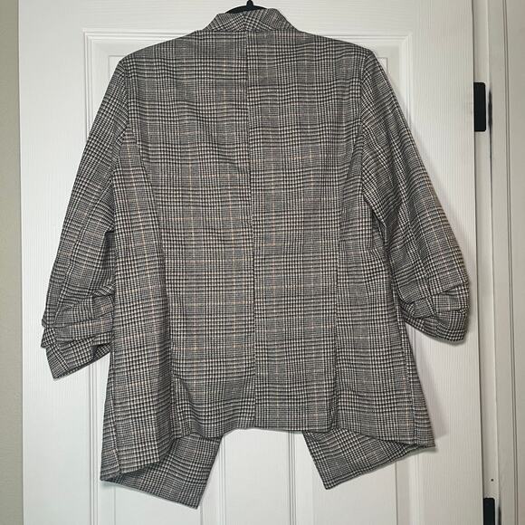 Joie Black White Plaid Open Front Blazer Jacket Size Medium - Picture 2 of 4